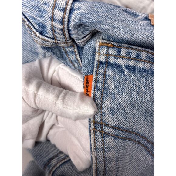 Vintage Levis Jeans 30 x 26 Mens Orange Tab Made In Italy Raw Hem Crop - Picture 9 of 9
